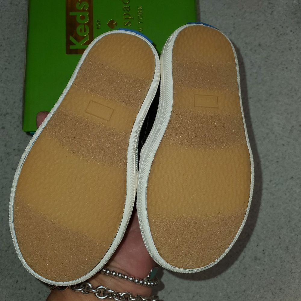 New Kate Spade X Keds Kids Double Decker Hayden Black Cat Slip On Sneaker Size 6 - Picture 8 of 8